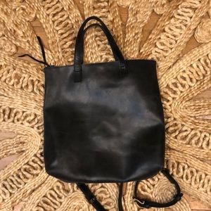 Able Convertible Backpack Black Leather